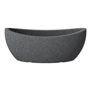 Podłużna doniczka łódka Scheurich Wave Globe Jardiniere Schwarz Granit czarny granit na kwiaty zioła