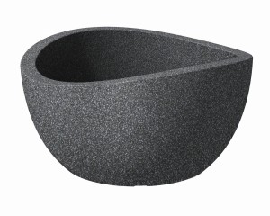Niska donica misa ogrodowa Scheurich Wave Globe Bowl Schwarz Granit czarny granit antracytowa
