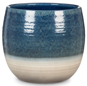 Granatowo-beżowa osłonka na doniczkę 765 Scheurich Blue Allure 21