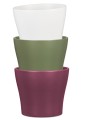 Ceramiczne osłonki na doniczki Scheurich biała oliwkowa i burgundowa.jpg