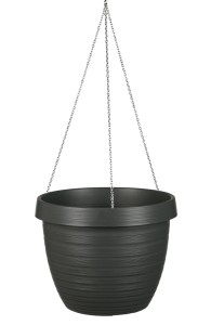 Wisząca doniczka ogrodowa Scheurich Country Star 30 z łańcuszkiem 271/30 Metallic Grey ciemnoszara