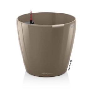 Szarobrązowa duża donica do salonu i na tarasy Classico Premium 70 do palmy Lechuza taupe