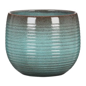 Niebieska osłonka ceramiczna na doniczkę Scheurich 744 Wild Sea 24