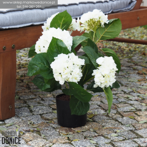 05 Biała hortensja jak żywa  w doniczce >>> piękne sztuczne hortensje wys. 40 cm