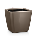Szarobrązowa elegancka donica z nawadnianiem i wyjmowanym wkładem Lechuza Quadro Premium LS 21 Taupe