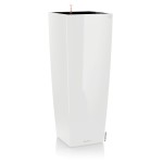 Wysoka i wąska donica z nawadnianiem Lechuza Cubico Alto Premium • 105 cm •  biała z połyskiem