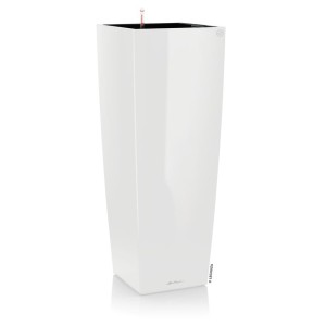 Wysoka i wąska donica z nawadnianiem Lechuza Cubico Alto Premium • 105 cm •  biała z połyskiem