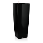 Wysoka i wąska donica z nawadnianiem Lechuza Cubico Alto Premium •  105 cm • czarna z połyskiem