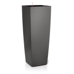 Wysoka i wąska donica z nawadnianiem Lechuza Cubico Alto Premium • ciemnoszara • antracytowa • 105 cm • metalik 
