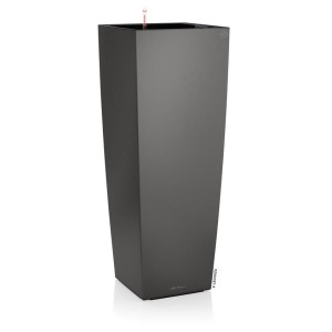 Wysoka i wąska donica z nawadnianiem Lechuza Cubico Alto Premium • ciemnoszara • antracytowa • 105 cm • metalik 