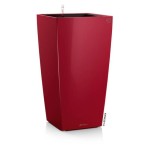 Duża wysoka donica Lechuza Cubico Premium 50 • system nawadniający • wysoki połysk • czerwona  • wys. 94 cm