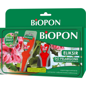 Eliksir do pelargonii i innych roślin balkonowych Biopon >>> 5 aplikatorów plus Eliksir Duo gratis 
