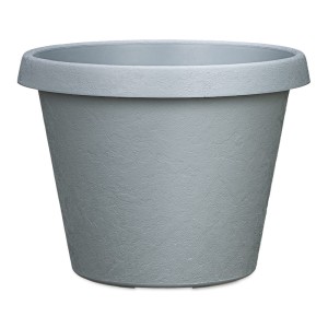 Szara doniczka tarasowa Scheurich Stones 35 Light Grey powierzchnia kamienna