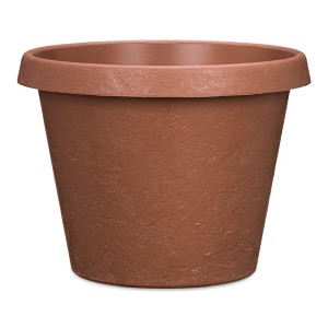 Jasnobrązowa doniczka tarasowa Scheurich Stones 40 Terracotta powierzchnia kamienna terakota