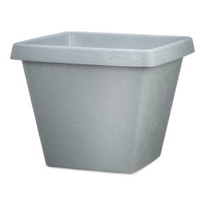 Szara doniczka ogrodowa Scheurich Stones Square 35 Light Grey kamienna kwadratowa