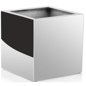 Lustrzana kwadratowa donica Cube Mirror • kostka  srebrna 40 cm • stal nierdzewna