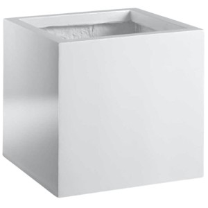 Biała kwadratowa donica Cube • kostka 60 cm • włókno szklane fiberglass 