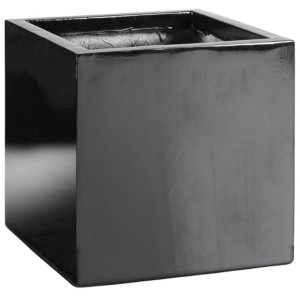 Czarna kwadratowa donica Cube • kostka 60 cm • włókno szklane fiberglass 