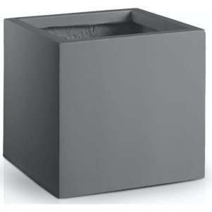 Grafitowa kwadratowa donica Cube • kostka 50 cm ciemnoszara • włókno szklane fiberglass