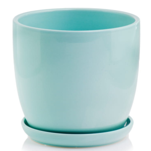 Miętowa doniczka ceramiczna z podstawką Polnix 15 cm Amsterdam