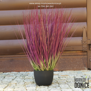 Gęsta sztuczna trawa w doniczce • burgundowo - zielona • wys. 50 cm
