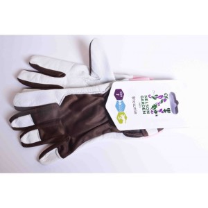 Skórzane rękawice ogrodowe Nelson Garden Brownie • do róż • rozmiar 7  • brązowo - białe