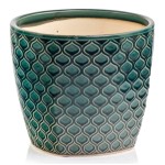 Turkusowa granatowa osłonka na doniczkę ceramiczna 12 w marokański wzór  >>> Polnix Vintage 45.005