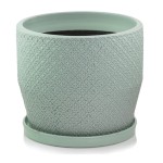 Błękitna doniczka ceramiczna z podstawką 19 w serduszka Polnix Vintage 45.010