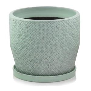 Błękitna doniczka ceramiczna z podstawką 30 w serduszka Polnix Vintage 45.010