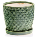 Zielona doniczka ceramiczna z podstawką 17 w marokański wzór >>> Polnix Vintage 45.007