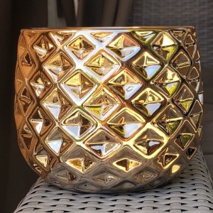 Rose Gold osłonka na doniczkę Polnix 16 cm lustrzana nowoczesna glamour różowe złoto 02.632