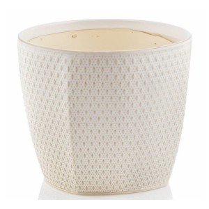 Kremowa osłonka na doniczkę ceramiczna Polnix 14 w marokański wzór