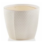Kremowa osłonka na doniczkę ceramiczna Polnix 12 w marokański wzór