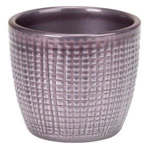 Fioletowa osłonka na doniczkę 866 Brilliant Purple 14 • połyskująca w kratkę • Scheurich Corteza 
