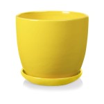 Żółta doniczka ceramiczna z podstawką śr. 15 cm Amsterdam Polnix 02.446