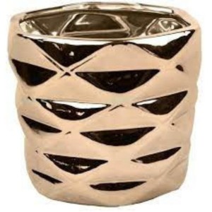 Różowo złota osłonka na doniczkę Polnix 15 cm lustrzana geometryczna  Rose Gold