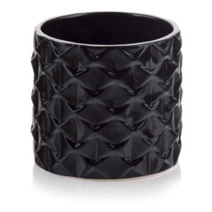 Czarna geometryczna osłonka na doniczkę walec 13 cm Polnix 05.236