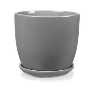 Szara doniczka ceramiczna z podstawką 17 cm Polnix Amsterdam 02.458