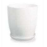 Biała wysoka doniczka ceramiczna z podstawką 16 cm Amsterdam Polnix 15.007