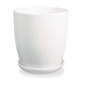 Biała wysoka doniczka ceramiczna z podstawką 20 cm Amsterdam Polnix 15.007