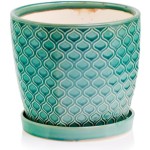 Turkusowa doniczka ceramiczna z podstawką 20 w marokański wzór >>> Polnix Vintage 45.006
