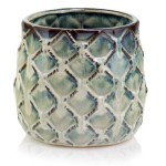 Ceramiczna osłonka na doniczkę ze wzorem 15 ciemnoturkusowa brązowa Polnix Vintage 01.008