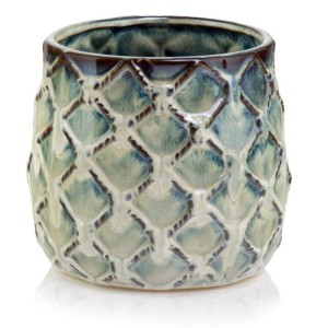 Ceramiczna osłonka na doniczkę ze wzorem 15 ciemnoturkusowa brązowa Polnix Vintage 01.008