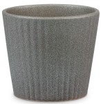 Mini osłonka na doniczkę Scheurich 937 Umber Stone 7 prążki pionowe brązowa