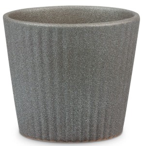 Mini osłonka na doniczkę Scheurich 937 Umber Stone 7 prążki pionowe brązowa
