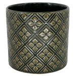 Zielona osłonka na doniczkę ceramiczna Polnix Vintage 20 kwiatki