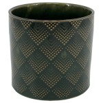 Zielona osłonka na doniczkę ceramiczna Polnix Vintage 20 kropelki