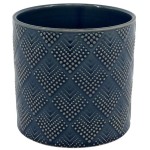 Granatowa osłonka na doniczkę ceramiczna Polnix Vintage 20 kropelki 