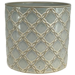 Kremowa beżowa osłonka na doniczkę Polnix ceramiczna Vintage 20 łańcuszki 