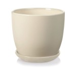 Kremowa doniczka ceramiczna z podstawką śr. 15 cm Polnix Amsterdam 02.447